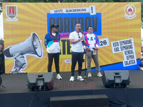 Sosialisasi Porprov 2026 di CFD di kawasan Air Mancur Jalan Pahlawan. (dok KONI Semarang)