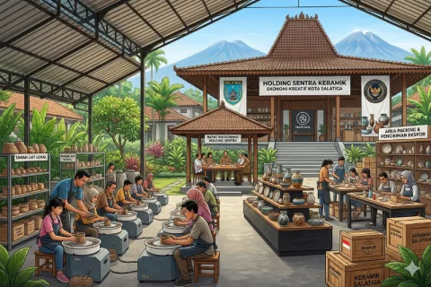 Ilustrasi AI Google Gemini, pelatihan dan holding sentra keramik kota Salatiga. Foto: lingkar.co
