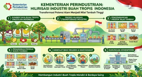 Ilustrasi AI Google Gemini program Kemenperin mendukung hilirisasi industri olahan buah tropis Indonesia. Foto: lingkar.co