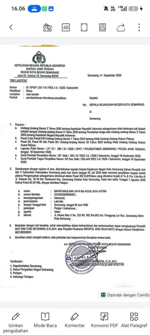 SPDP Pengeroyokan Advokat Masuk Kejaksaan, Keluarga Korban Pertanyakan Sejumlah Isi Surat
