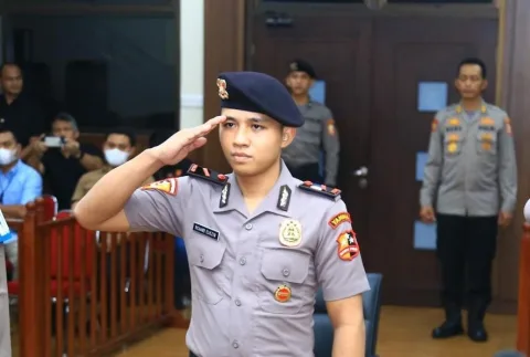 Bharada Richard Eliezer, saat menjalani sidang kode etik profesi Polri, Rabu (22/2/2023). Foto: Dok. Divisi Humas Polri
