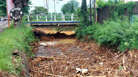Jembatan di Sungai Simo yang berpotensi sebabkan banjir. Miftahus Salam/Lingkar.co