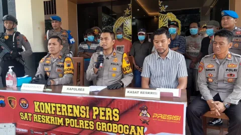 Konferensi Pers Polres Grobogan di Mapolres setempat, Rabu (28/2/2024). Foto: Dokumentasi.