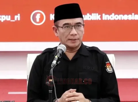 Ketua KPU RI Hasyim Asy’ari saat menetapkan hasil Pemilu 2024 di Gedung KPU RI, Jakarta, Rabu (20/3/2024). Foto: Antara.
