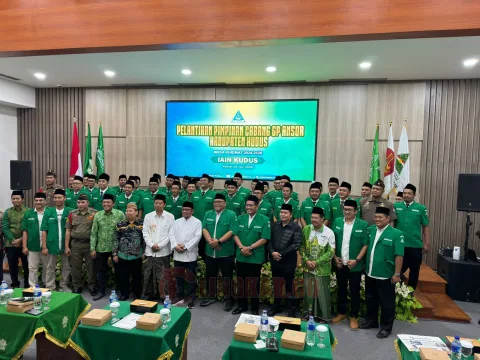Pelantikan PC GP Ansor Kabupaten Kudus di Auditorium IAIN Kudus Lt.3, Sabtu (29/6/2024). Foto: Istimewa.