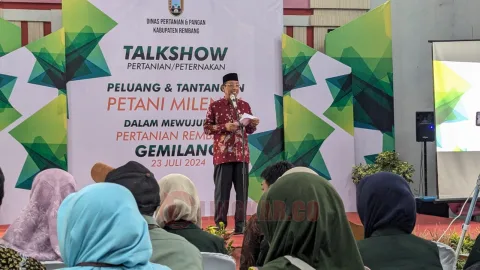 Talkshow "Peluang dan Tantangan Petani Milenial dalam Mewujudkan Pertanian Rembang Gemilang" di aula Dintanpan, Selasa (23/7/2024). Foto: Humas for Lingkar.co