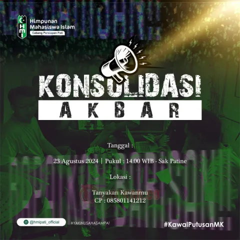 Pamflet HMI Pati ajakan konsolidasi akbar kawal putusan MK. Foto: Istimewa.