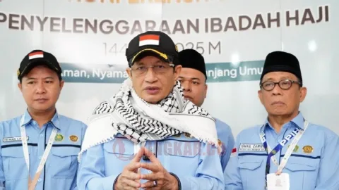 Menteri Agama RI, Prof. Dr. Nasaruddin Umar saat jumpa pers di Mina. Foto: dokumentasi