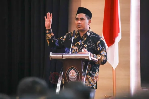 Wakil Gubernur Jawa Tengah Taj Yasin Maimoen saat di Aula Fisip International Magnificent Encouraging Noble Auditorium (Fimena Fisip Undip).