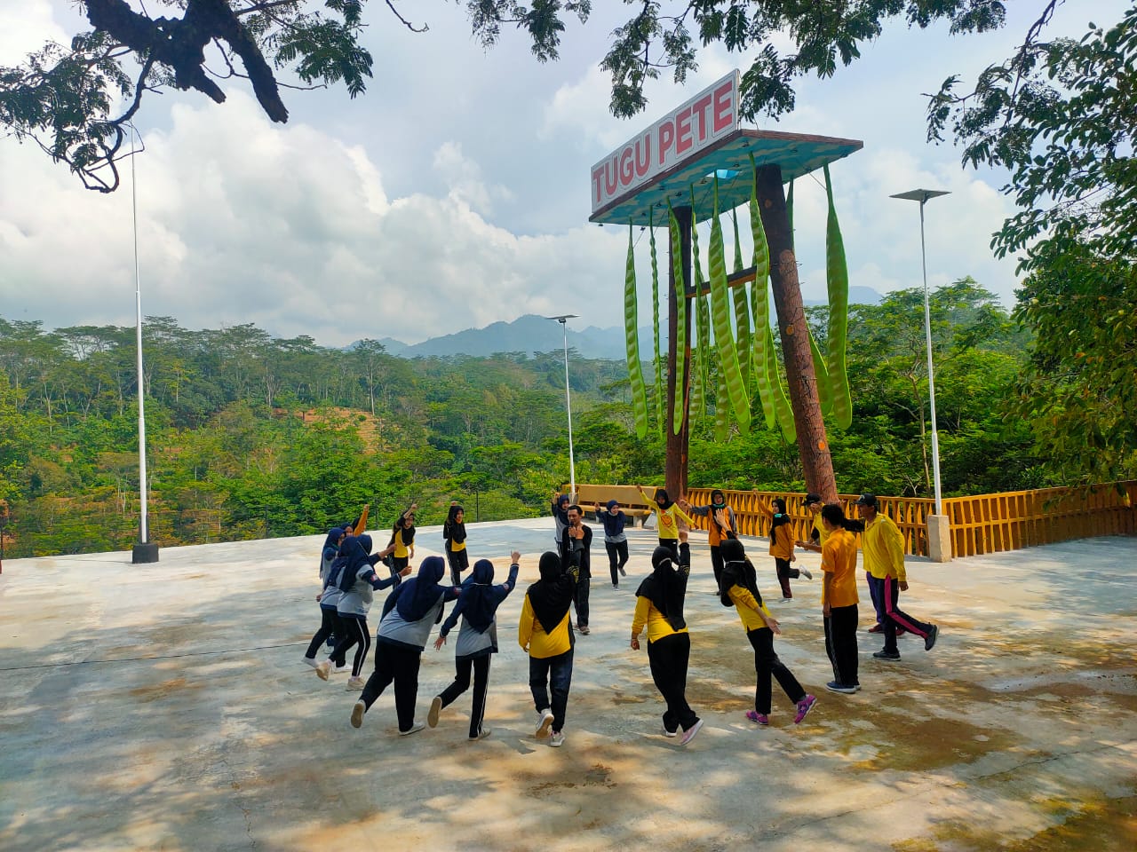 Sejumlah wisatawan Taman Sardi tampak sedang menikmati permainan outbond di salah satu ikon Taman Sardi belum lama ini. (NISA HAFIZHOTUS SYARIFA/LINGKAR JATENG)