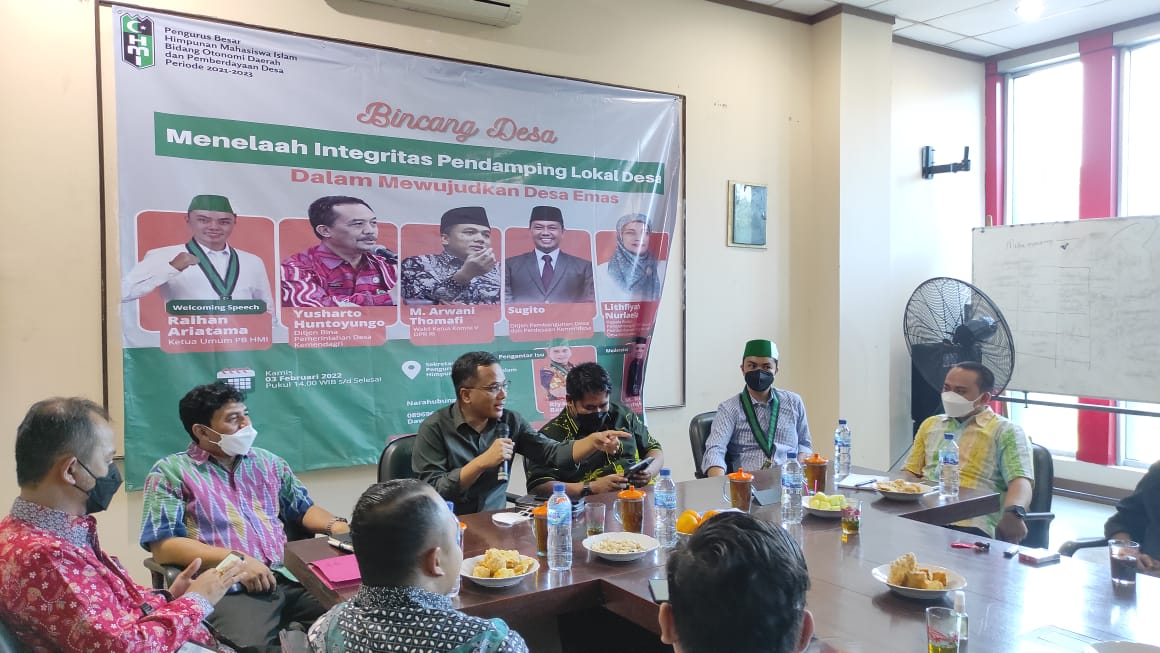 acara Diskusi Bincang Desa "Menelaah Integritas pendamping Loka Desa Dalam Mewujudkan Desa Emas" Pengurus Besar Himpunan Mahasiswa Islam (PB HMI), Kamis (3/1/2022).DOK PRIBADI/MUHHAMMAD IDRIS/LINGKAR.CO