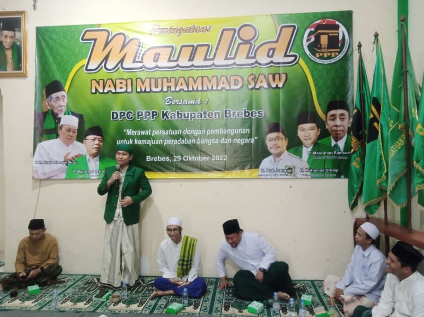 Muhammad Shidqi saat menghadiri peringatan Maulid Nabi Muhammad SAW 1444 H, bertempat di Kantor DPC PPP Kabupaten Brebes (29/10/2022)/ LINGKAR.CO/Ari Irkham Fauzi