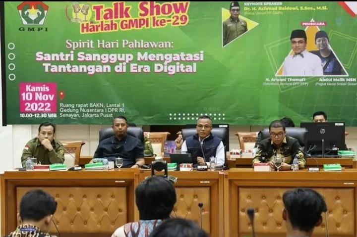Talkshow Harlah GMPI ke-29 pada Hari Pahlawan, PP GMPI dorong kalangan santri dapat mengenang jasa pahlawan dengan mengisi produktifitas yang positif. PP GMPI for Lingkar.co