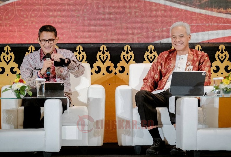 Menparekraf, Sandiaga Uno, mengucapkan selamat kepada Ganjar Pranowo yang jadi capres 2024. FOTO: Dok. Kemenparekraf