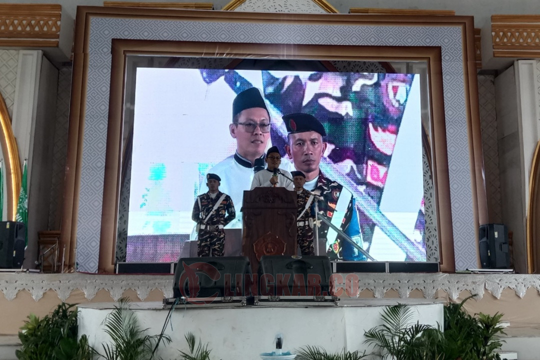 Ketua RMINU Jateng KH Ahmad Fadlullah Turmudzi saat memberi sambutan Naharul Ijtima RMINU Jateng pada Sabtu (25/1/2025) di Pondok Pesantren Darul Amanah, Ngadiwarno, Sukorejo, Kendal. Foto: istimewa