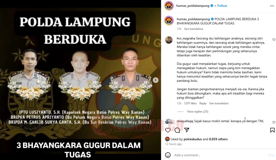 Foto: Tangkapan layar Instagram @humas_poldalampung