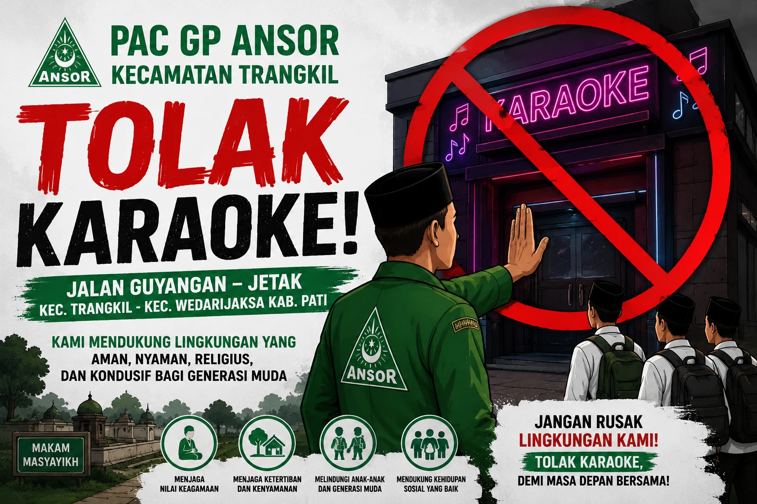 GP Ansor Trangkil Tolak Tempat Karaoke di Jalur Guyangan–Jetak