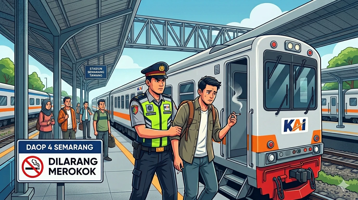KAI Daop 4 Semarang Tegas, Penumpang Merokok di Kereta Akan Diturunkan
