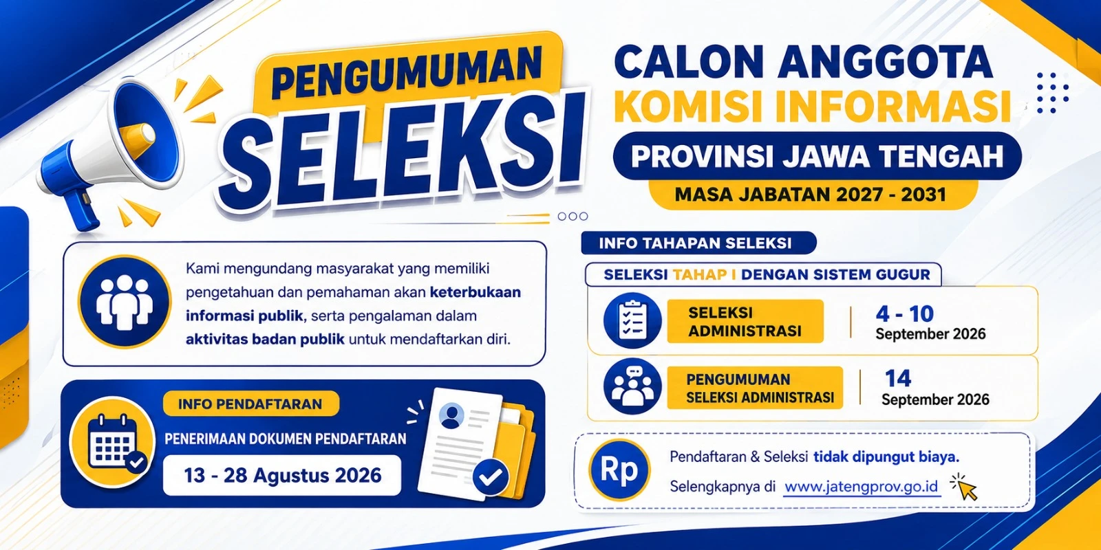 Pendaftaran Komisi Informasi Jateng Dibuka 13 Agustus, Seleksi Administrasi Mulai September