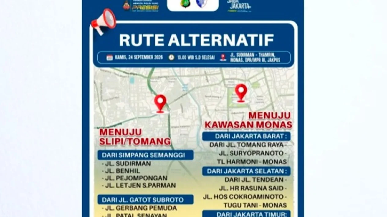 Rute alternatif apabila terjadi penutupan jalan disebabkan oleh demo