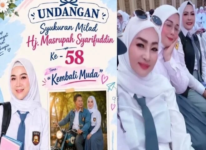 Dokumentasi perayaan ultah istri Sekda Kalsel dengan tema "Kembali Muda"