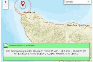 Gempa Bumi Magnitudo 3,5 Guncang Kota Sabang, Aceh