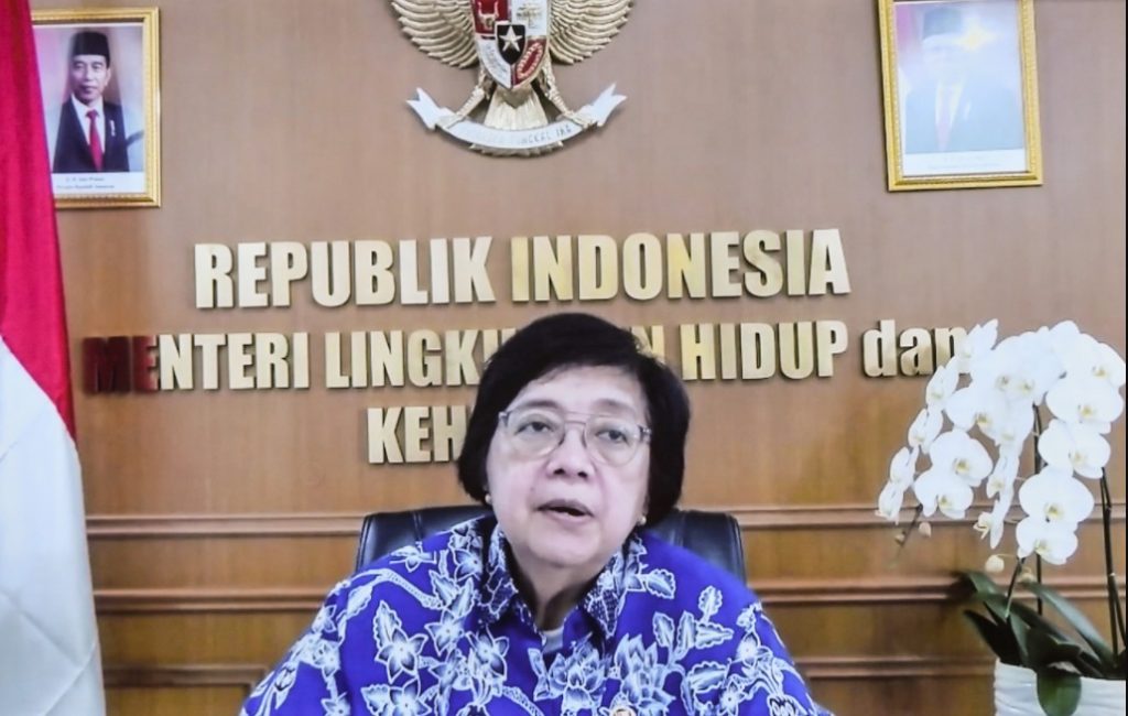 MENYAMPAIKAN: Menteri LHK, Siti Nurbaya, saat menyampaikan keterangan pers melalui siaran Youtube Setpres, Rabu (28/7/2021). (ISTIMEWA/LINGKAR.CO)