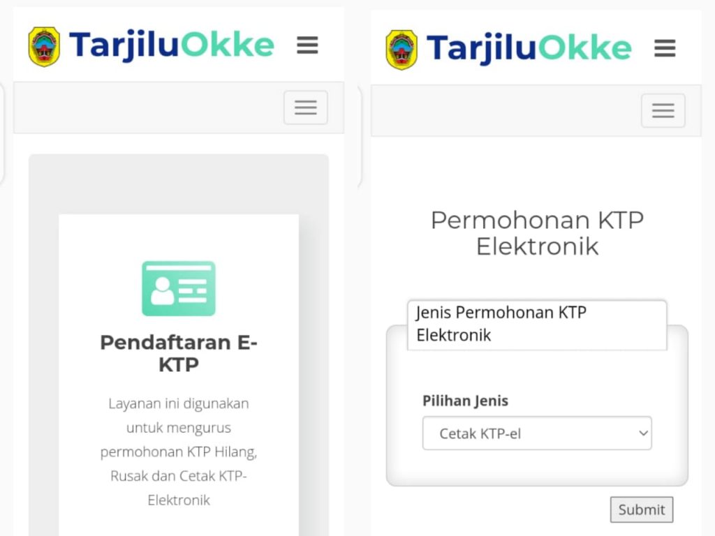 APLIKASI: Tampilan aplikasi Tarjilu Okke milik Dinas Kependudukan dan Pecatatan Sipil (Disdukcapil) Kabupaten Pati. (ISTIMEWA/LINGKAR.CO)