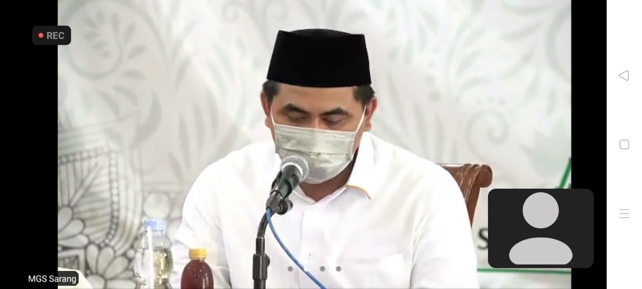 Tangkapan Layar Wakil Gubernur Jawa Tengah Taj Yasin Maimoen atau Gus Yasin dalam kegiatan Rembuk Bersama Pengasuh Pondok Pesantren Sarang secara daring, Minggu (11/7/2021). REZANDA AKBAR D/LINGKAR.CO