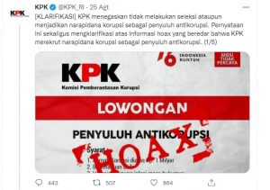 KPK: Lowongan Koruptor Sebagai Penyuluh Antikorupsi, Hoaks!