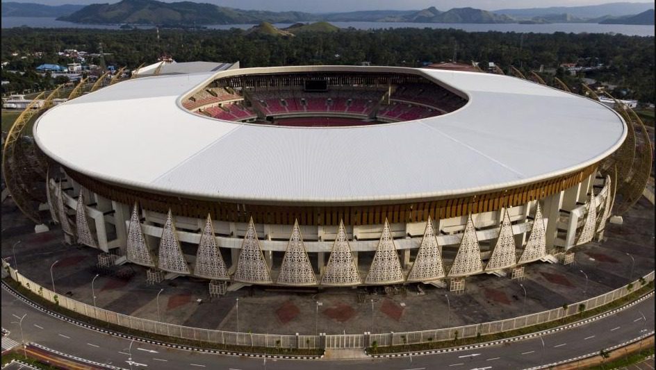 Stadion Lukas Enembe, jadi venue utama sekaligus lokasi Pembukaan Ceremonial PON XX Papua 2021. FOTO: ANTARA/Lingkar.co