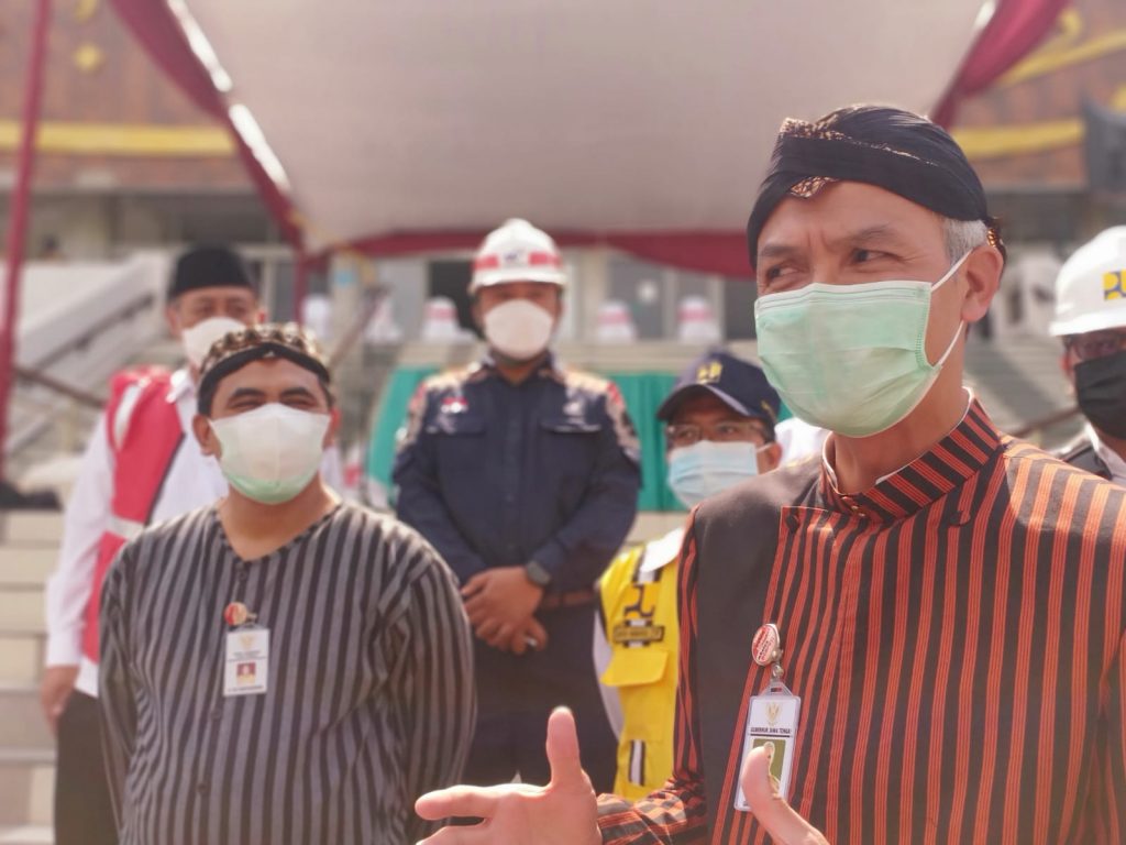 Gubernur Jateng, Ganjar Pranowo, usai seremonial renovasi dan penataan Masjid Baiturrahman Semarang, Kamis (2/9/2021). FOTO: Rezanda Akbar D/Lingkar.co