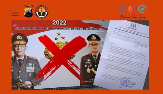 Kalender 2022 yang mencatut institusi Polri, dengan memasang gambar Kapolri dan Kapolda Jateng. FOTO: Instagram Humas Polda Jateng/Lingkar.co