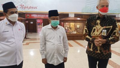 Ganjar JK Gus Yasin usai rapat pelantikan pengurus PMI/Rezanda Akbar D