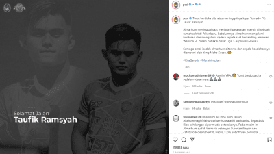 PSSI ucaokan bela sungkawa atas meninggalnya Taufik Ramsyah, Kiper Tornado FC, Rabu (22/12/2021)/Lingkar.co