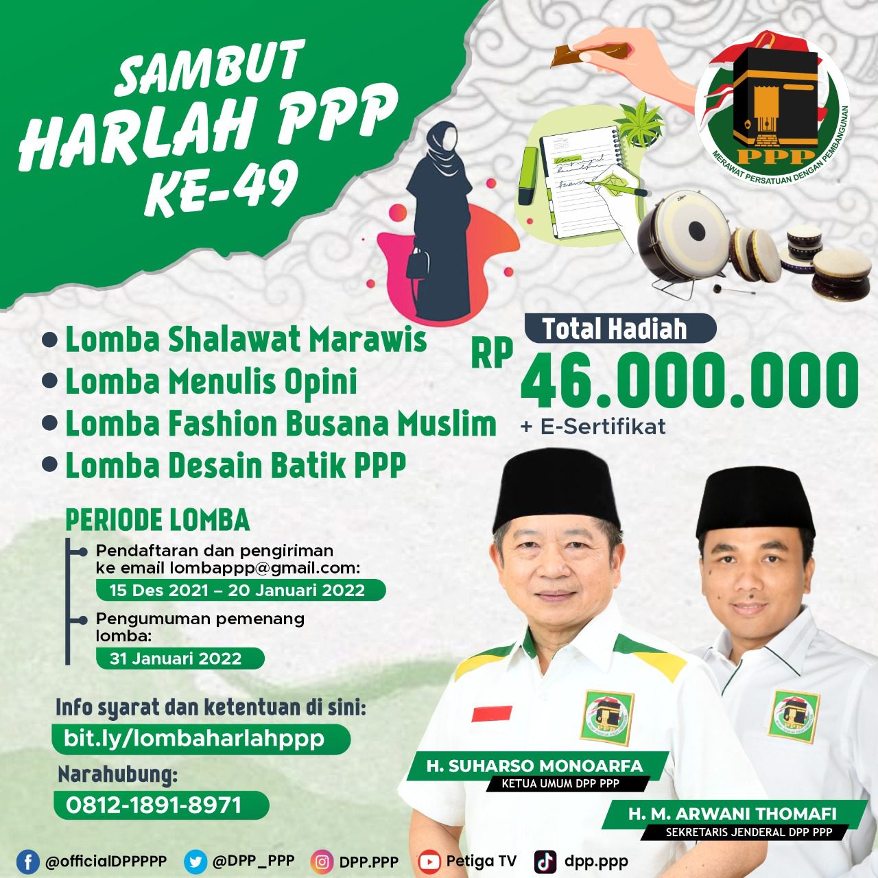 Sambut Harlah ke-49, DPP PPP Gelar Lomba Marawis hingga Desain Batik/Lingkar.co