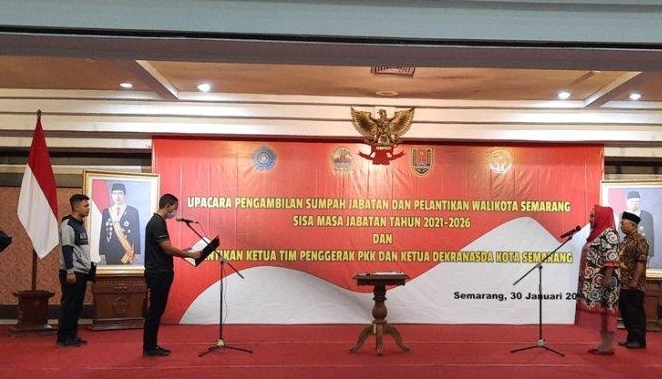 Pelantikan Plt Wali Kota Semarang Hevearita Gunaryanti Rahayu, Senin (30/1/2023)