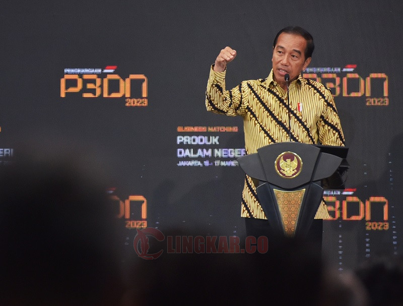 Presiden Jokowi saat membuka Business Matching Produk Dalam Negeri Tahun 20223, Rabu (15/3/2023), di Istora Senayan, Gelora Bung Karno, Jakarta. Foto: BPMI Setpres
