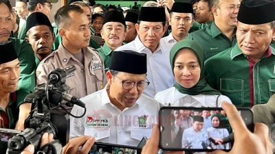 Ketum PKB, Muhaimin Iskandar, saat jumpa pers di GOR Saparua Bandung, Sabtu (18/3/2023). Foto: Tim Media PKB