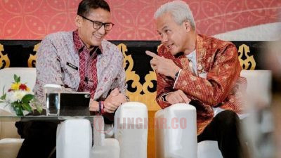 Menparekraf, Sandiaga Uno bersama Gubernur Jawa Tengah, Ganjar Pranowo, dalam sebuah acara di Kota Semarang, Kamis (27/4/2023). FOTO: Instagram