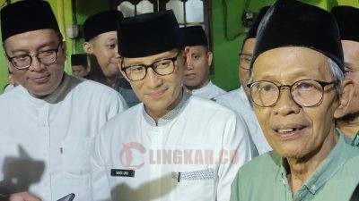 Kiai Haris Shodaqah bersama Sandiaga Uni, di Ponpes Al-Itqon Semarang, Jumat (9/6/2023)/Foto:dokumentasi