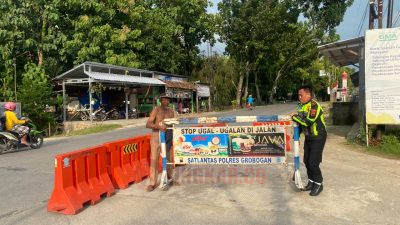 Sat Lantas Polres Grobogan telah menyiapkan pengalihan arus lalu lintas. Foto: Dokumentasi.