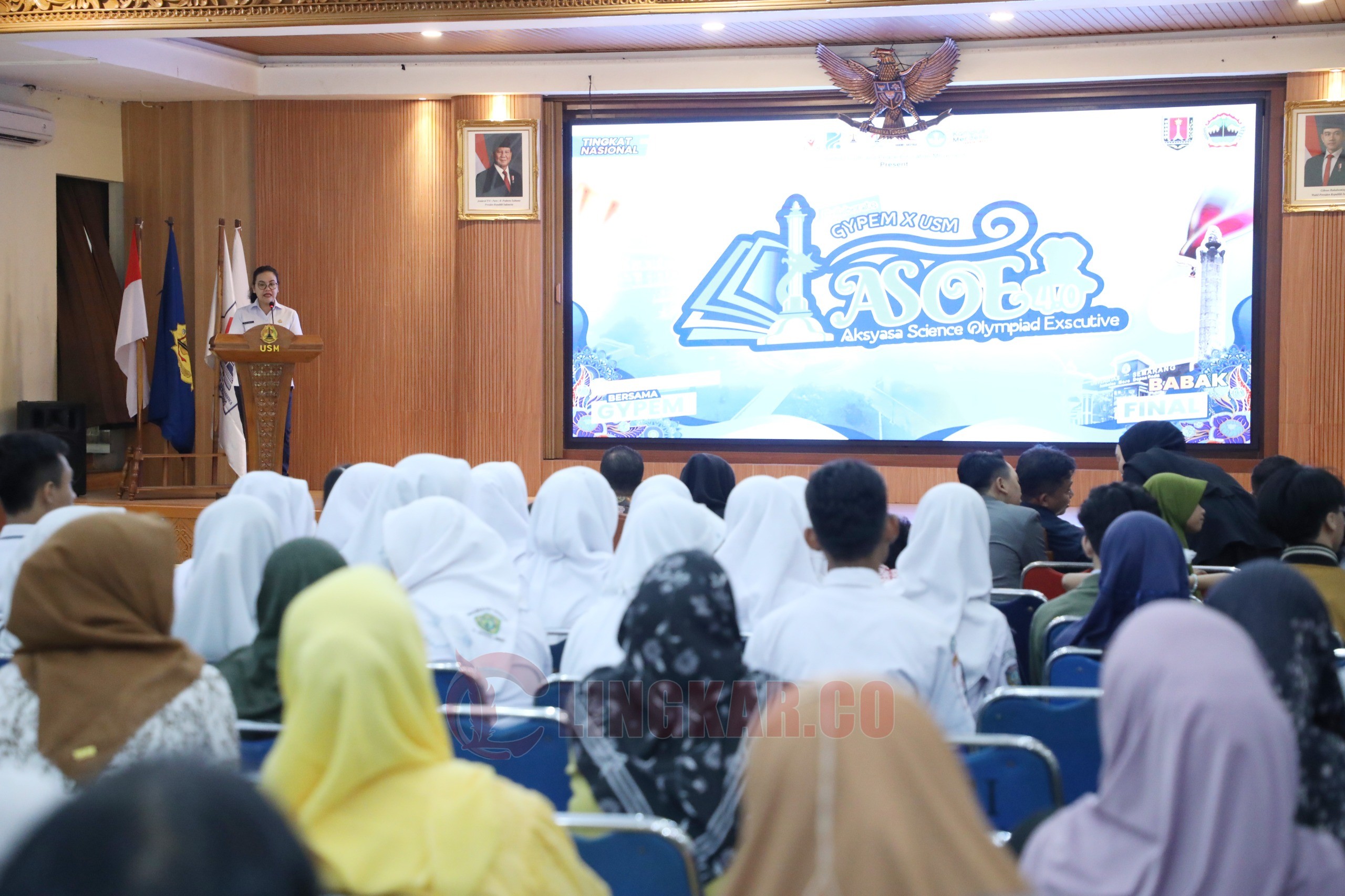 Wali kota Semarang, Agustina Wilujeng Pramestuti saat memberikan sambutan pada pelaksanaan Olimpiade Pendidikan Tingkat Nasional yang digelar di Universitas Semarang. (dok Pemkot Semarang)