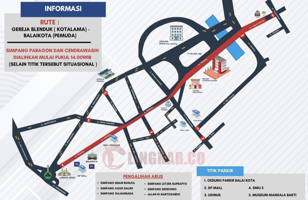 Pengalihan arus Karnaval Paskah 2025 di Kota Semarang. (dok Pemkot Semarang)