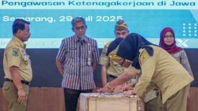 Rapat Koordinasi Daerah Pengawasan Ketenagakerjaan, di Kantor Badan Pengembangan Sumber Daya Manusia Daerah (BPSDMD), Selasa (29/7/2025). Foto: dokumentasi