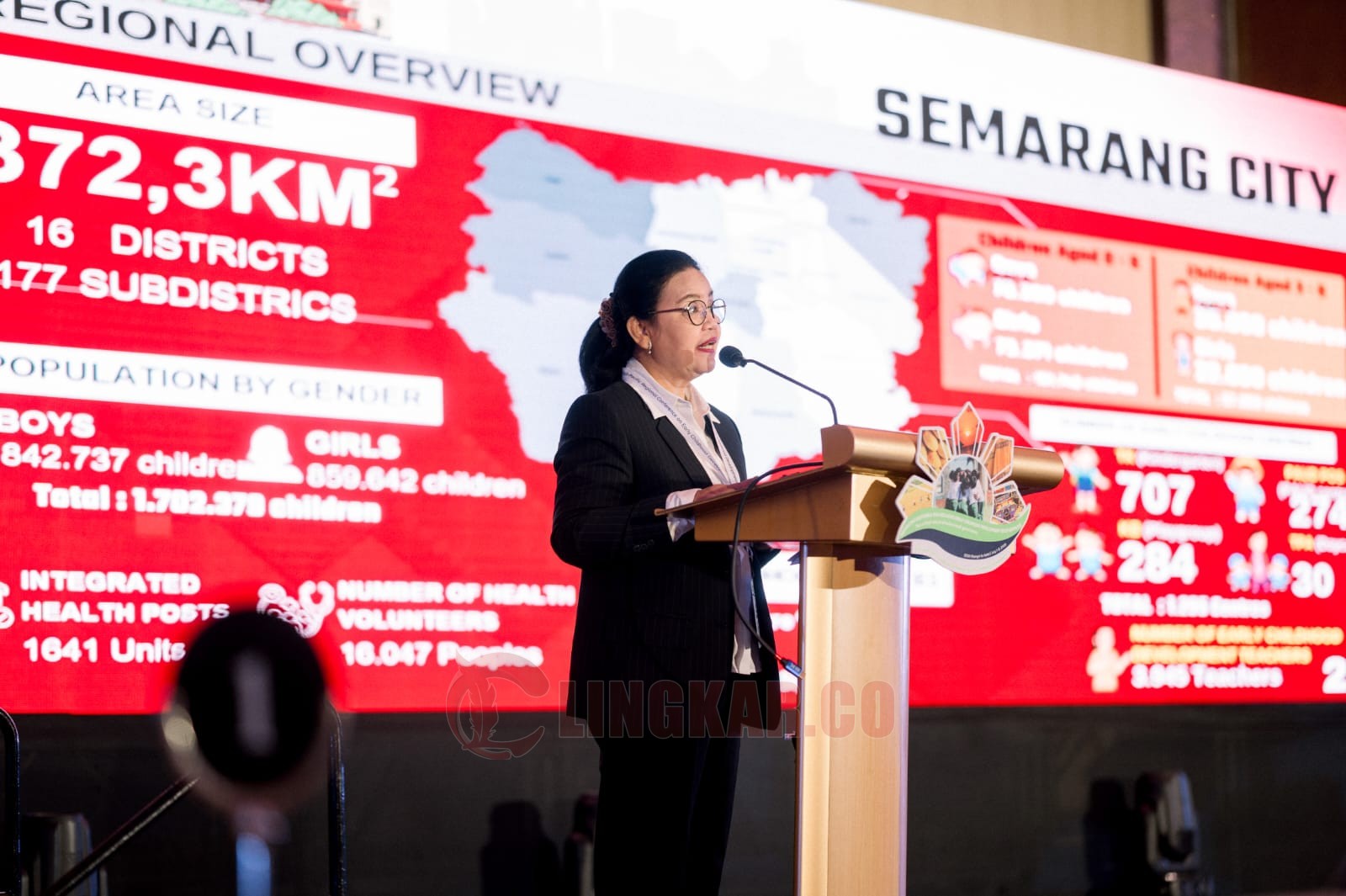 Wali Kota Semarang, Agustina Wilujeng Pramestuti saat pemaparan di konferensi internasional Asia-Pacific Regional Conference on Early Childhood Development (ARNEC ECD) 2025 di Manila, Filipina. (dok Pemkot Semarang)