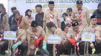 Wali Kota Semarang, Agustina Wilujeng Pramestuti menghadiri peringatan Hari Pramuka ke-64 di Tugurejo. (dok Pemkot Semarang)