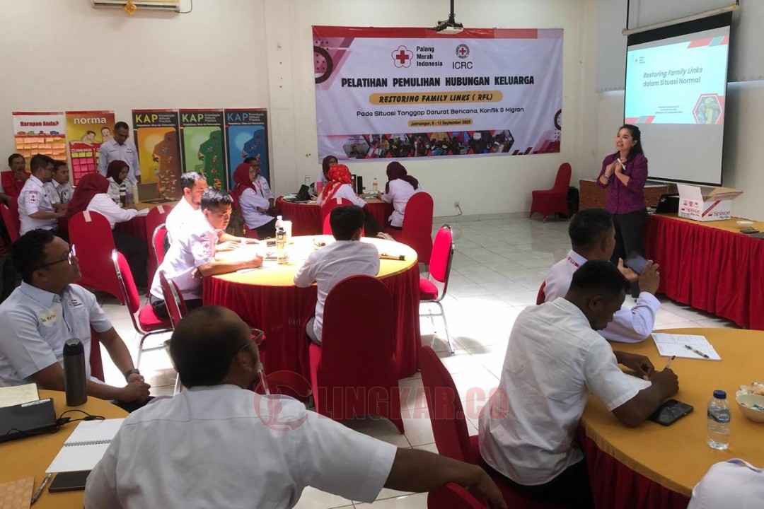Suasana pembukaan pelatihan Pemulihan Hubungan Keluarga atau Restoring Family Links (RFL) di Badan Pendidikan dan Pelatihan PMI Pusat, Jatinangor, Jawa Barat pada 9–13 September 2025. Foto: dokumentasi
