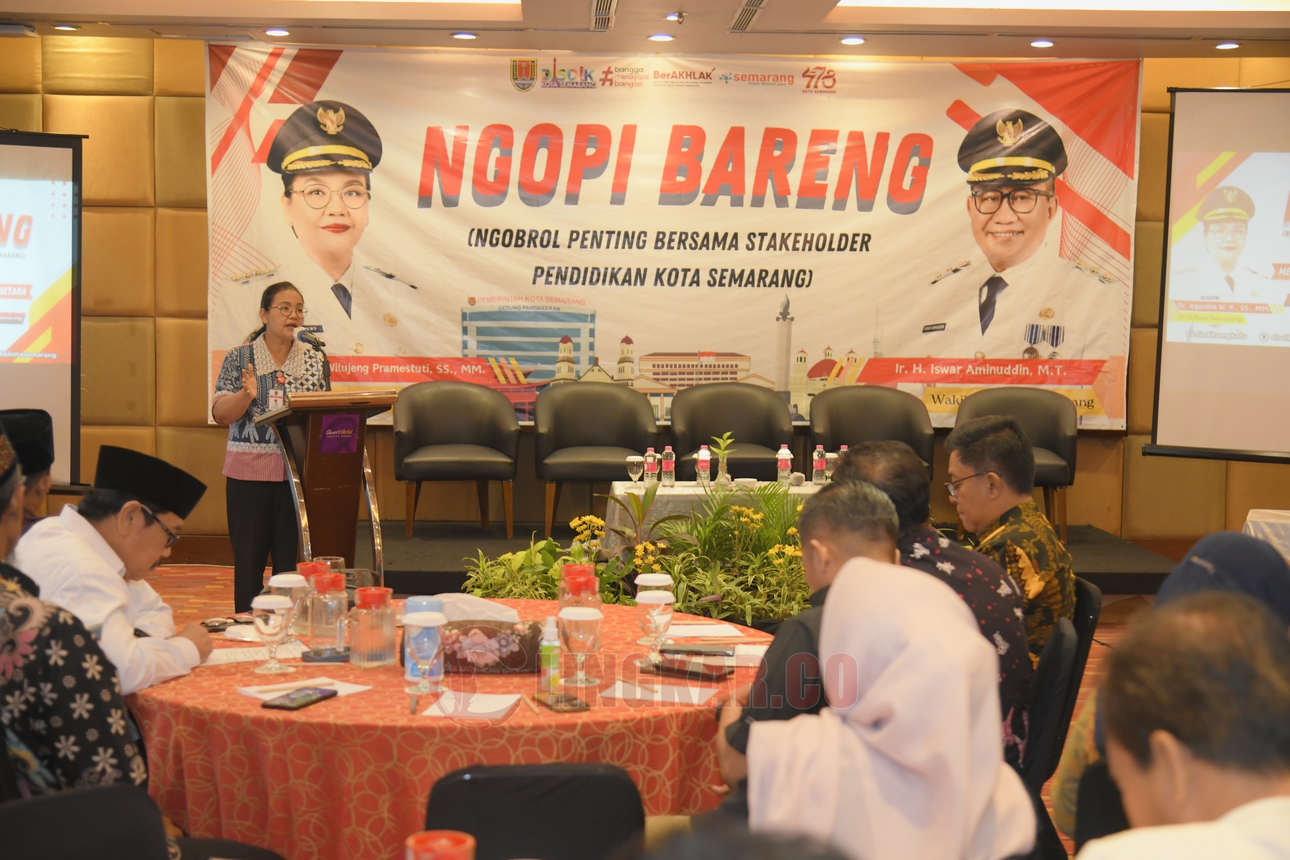Wali Kota Semarang, Agustina Wilujeng Prameatuti saat menghadiri acara Ngopi Bareng (Ngobrol Penting Bersama Stakeholder Pendidikan) bertema “Pendidikan Inklusif” di Quest Hotel Simpang Lima. (dok Pemkot Semarang)