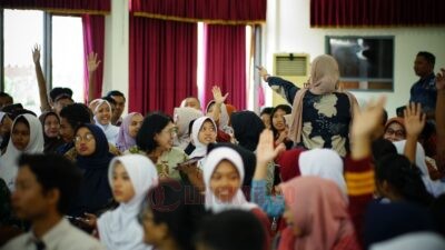 Suasana sosialisasi Lapor Semarang Goes to School Vol.I Tahun 2025 di Aula SMP Negeri 5 Semarang. (dok Pemkot Semarang)